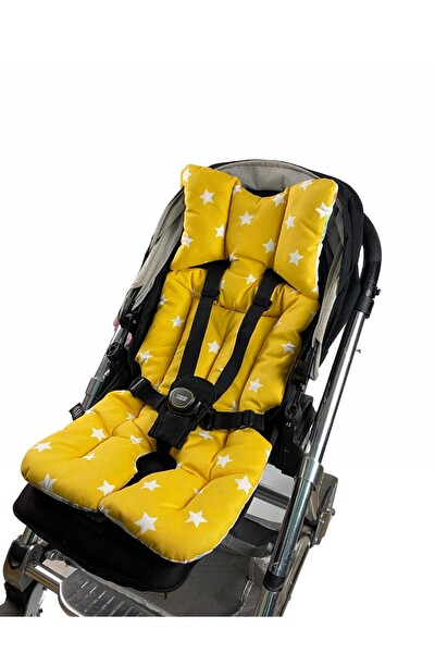 Pamuk Atölyesi Mutlu Orman ve Sarı Yıldızlı Bebek Arabası Minder ve Yedek Kılıf Paketi