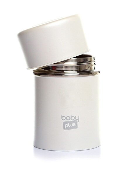 Baby Plus Beyaz Paslanmaz Çelik Bebek Mama Saklama Termosu 260 ML