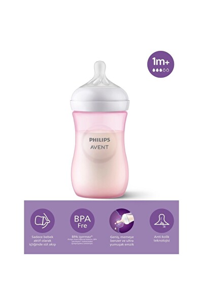 Philips Avent Natural Response PP 1+ Ay Pembe Biberon 260 ML