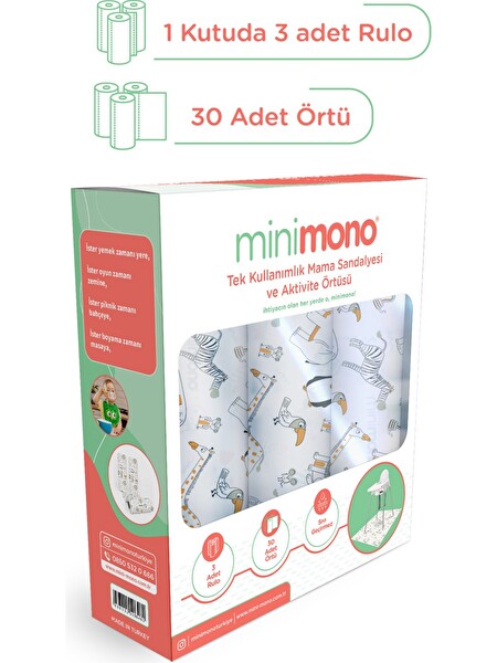 Mama Sandalyesi Altı Ve Aktivite Örtüsü 3 Rulo 30 Adet - Orman Hayvanları