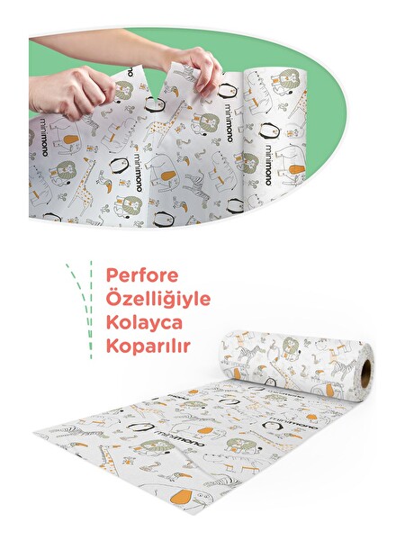 Minimono Mama Sandalyesi Altı Ve Aktivite Örtüsü - Kullan At- 1 Rulo 10 Adet- Orman Hayvanları