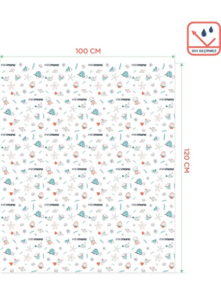 Minimono Mama Sandalyesi Altı Ve Aktivite Örtüsü 3 Rulo 30 Adet - Deniz Canlıları