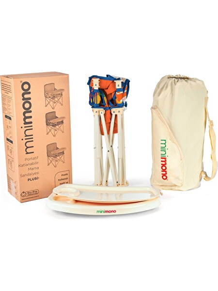 Minimono Plus Portatif Yükseltici Katlanabilir Mama Sandalyesi Turuncu