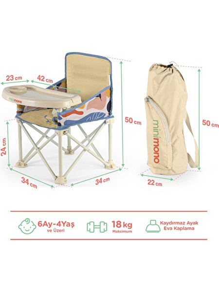 Minimono Plus Portatif Yükseltici Katlanabilir Mama Sandalyesi Bej - Flora