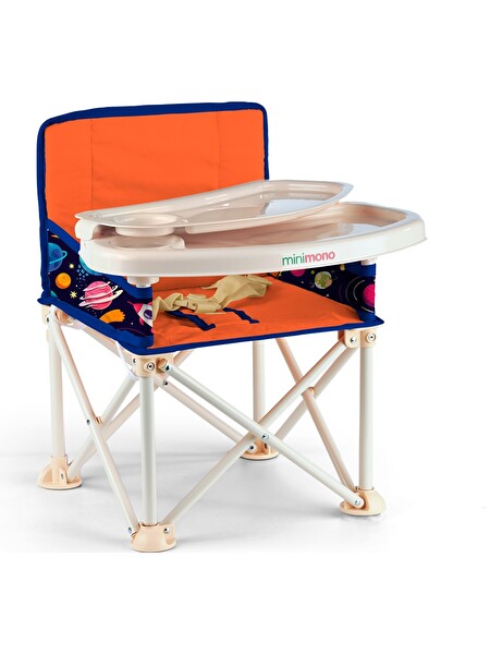 Minimono Plus Portatif Yükseltici Katlanabilir Mama Sandalyesi Turuncu - Lacivert