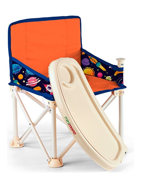Minimono Plus Portatif Yükseltici Katlanabilir Mama Sandalyesi Turuncu - Lacivert