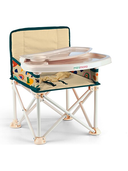 Minimono Plus Portatif Yükseltici Katlanabilir Mama Sandalyesi Bej - Tropik