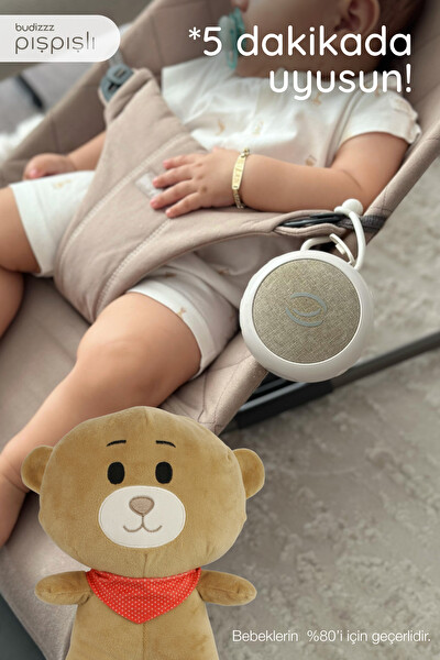 Budizzz Beyaz Gürültü Cihazı Bebek Uyku Arkadaşı Pembe Fular Ayıcık