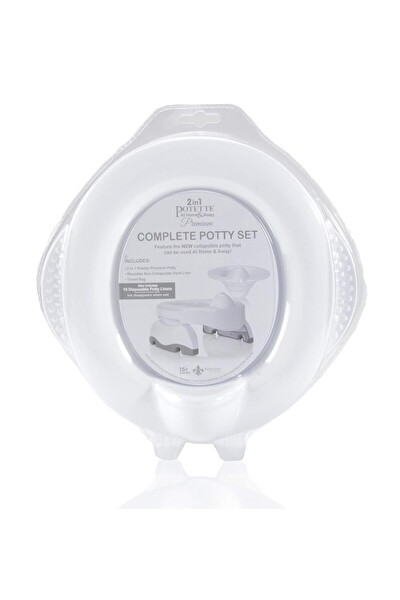 Potette Premium Portatif Katlanabilir Combo Paket Beyaz Bebek Lazımlık ve Tuvalet Adaptörü