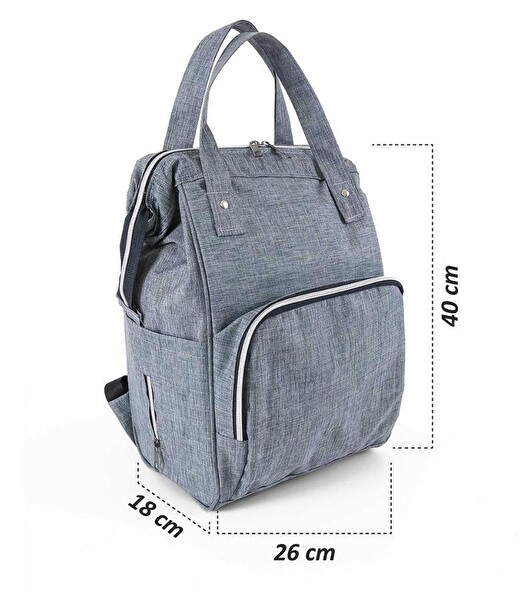 Tommybaby Biberon Termoslu Sıvı Geçirmez Anne Bebek Bakım Sırt Çantası Gri