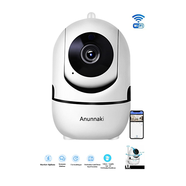 Anunnaki 360 Derece Döner Sesli Gece Görüşlü WiFi Bebek Kamerası