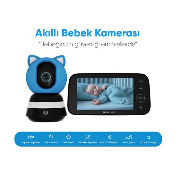 Şımart SM-BIPC Akıllı Bebek Kamerası, Ağlama ve Hareket Algılama, Çift Yönlü Sesli İletişim