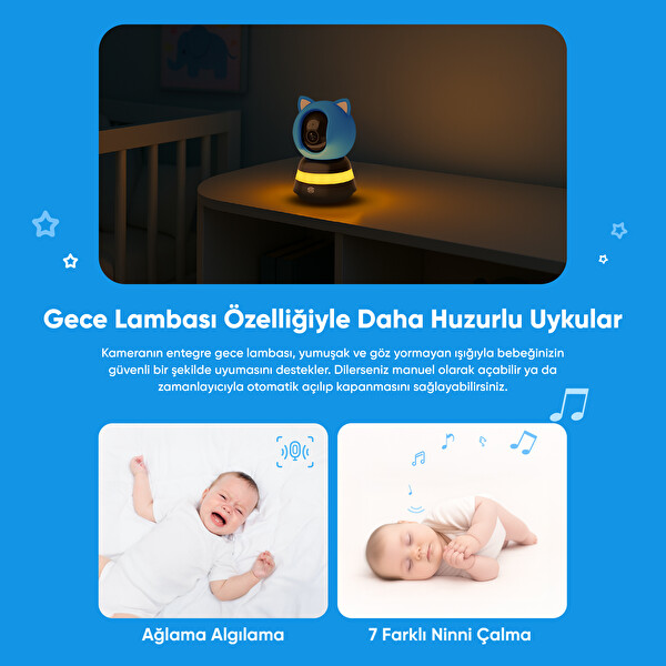 Şımart SM-BIPC Akıllı Bebek Kamerası, Ağlama ve Hareket Algılama, Çift Yönlü Sesli İletişim