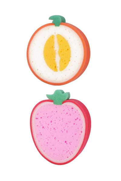 Kitchen Design Lab 2 Adet Meyve Şekilli Sevimli Bulaşık Süngeri Yumuşak Temizlik Süngeri Fırçası Çilek ve Şeftali Şekilli