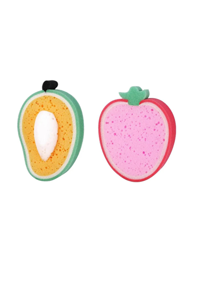 Kitchen Design Lab 2 Adet Meyve Şekilli Sevimli Bulaşık Süngeri Yumuşak Temizlik Süngeri Fırçası Avokado ve Çilek Şekilli