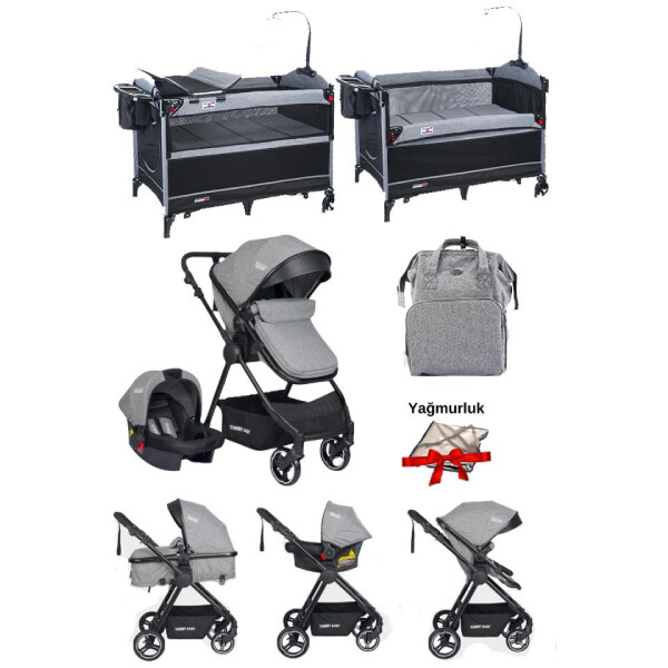 Tommybaby Handy Bebek Arabası Travel Sistem Oyun Parkı Çanta Yenidoğan Seti - Gri