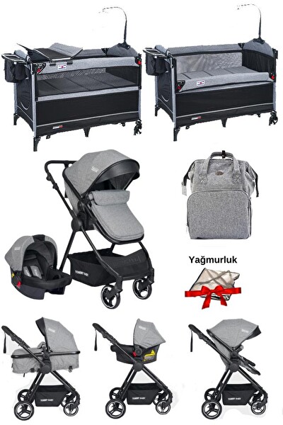 Tommybaby Handy Bebek Arabası Travel Sistem Oyun Parkı Çanta Yenidoğan Seti - Gri