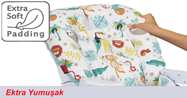 Holmer Leke Tutmaz Organik Mama Sandalyesi Minderi ve Kılıfı Max-T Su Yeşili