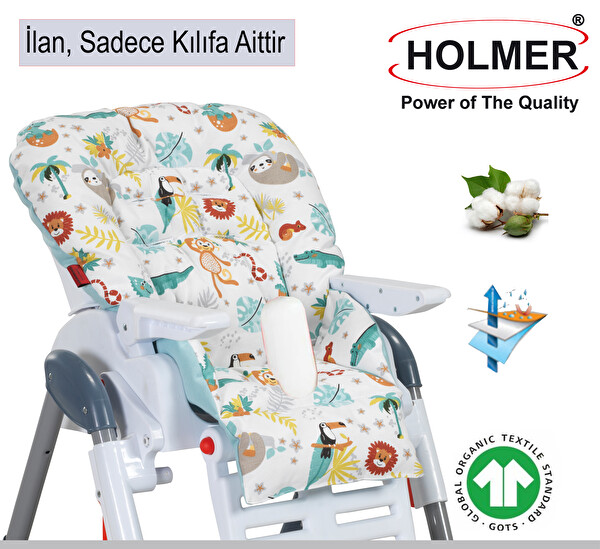 Holmer Leke Tutmaz Organik Mama Sandalyesi Minderi - Kılıfı Max-M Su Yeşili