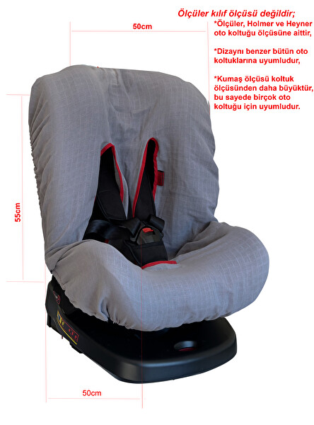 Holmer Antialerjik Organik Müslin Kumaş Oto Koltuğu Kılıfı ve Çocuk Oto Koltuğu Minderi