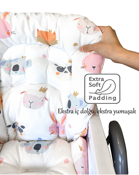 Holmer Organik Mama Sandalyesi Minderi - Kılıfı Kemer Deliksiz Pembe