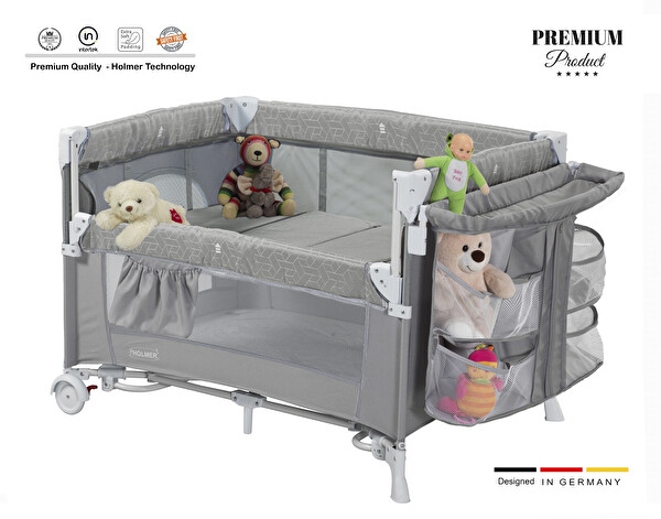 Holmer Coolstyle Anne Yanı Park Yatak Multi Pro Oyun Parkı Beşik Gri