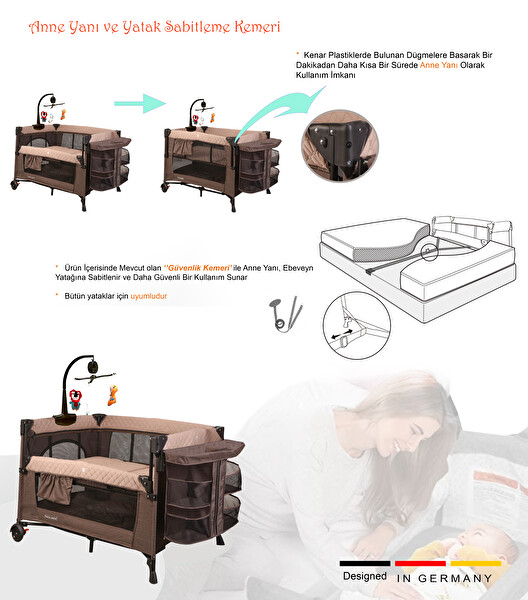 Holmer Maxi Comfort Coolstyle Anne Yanı Premium Dönenceli Oyun Parkı Deluxe Kumaş 70x110 CM Bej