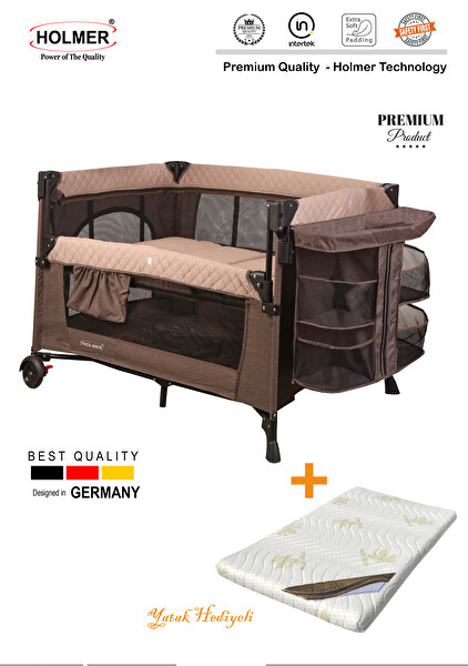 Holmer Coolstyle Yatak Hediyeli Oyun Parkı Anne Yanı Park Yatak Multi Pro Bej