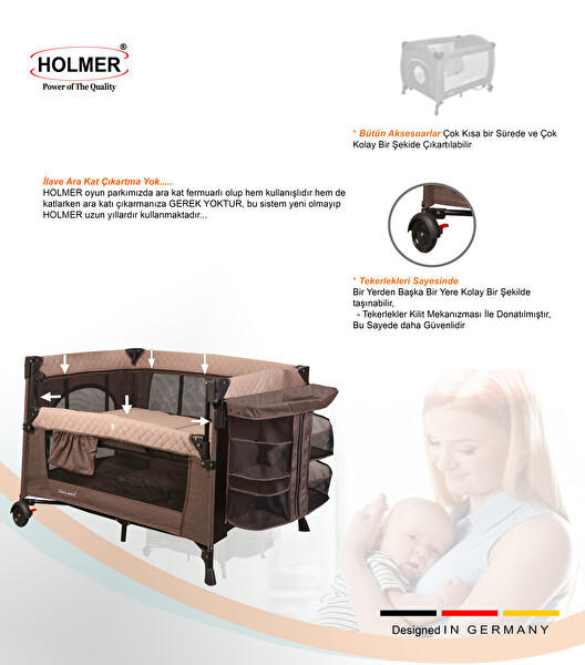 Holmer Coolstyle Yatak Hediyeli Oyun Parkı Anne Yanı Park Yatak Multi Pro Bej
