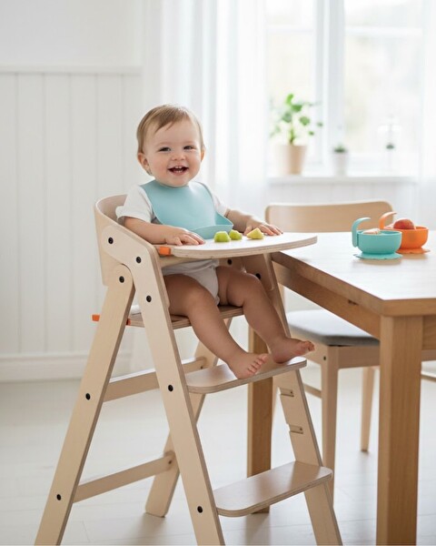 Mamatoyz 10MC Açık Kahverengi Portatif Mama Sandalyesi 85x40x58 CM