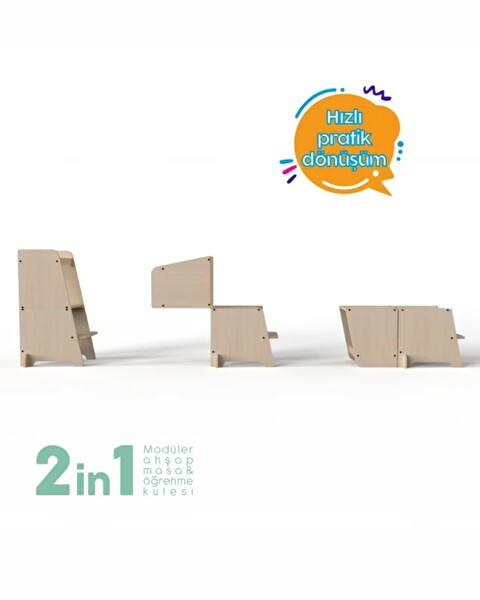 Mamatoyz 07 Kule Bend Menteşeli Natural Açık Kahverengi Çocuk Basamağı 80x44x40 CM