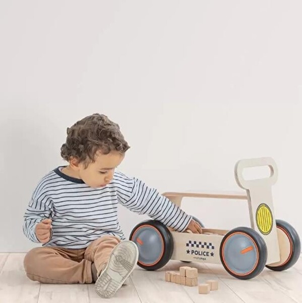 Mamatoyz 03DWp DriveMe Wood Polis - Yürüteç ve Oyuncak Deposu Walker and Toy Wagon