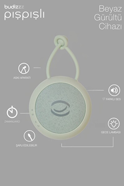 Budizzz Beyaz Gürültü Cihazı Pışpışlı Ninnili Radyasyon İçermeyen Bebek Uyku Arkadaşı - Yeşil