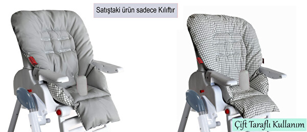 Holmer Leke Tutmaz Organik Max-M Gri Mama Sandalyesi Minderi Ve Kılıfı
