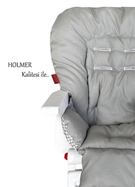 Holmer Leke Tutmaz Organik Max-M Gri Mama Sandalyesi Minderi Ve Kılıfı