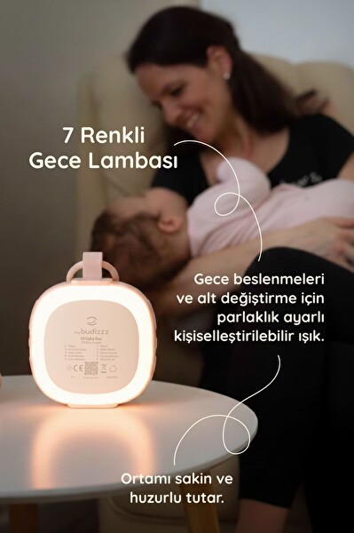 Budizzz Plus Ağlama Sensörlü Beyaz Gürültü Cihazı 33 Sesli Bebek Uyku Cihazı