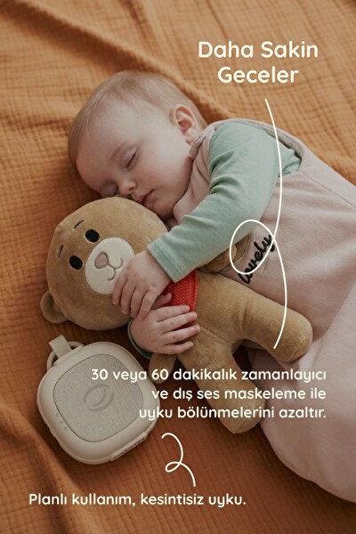 Budizzz Plus 33 Sesli Ağlama Sensörlü Beyaz Gürültü Cihazı Bebek Uyku Arkadaşı Ayıcık