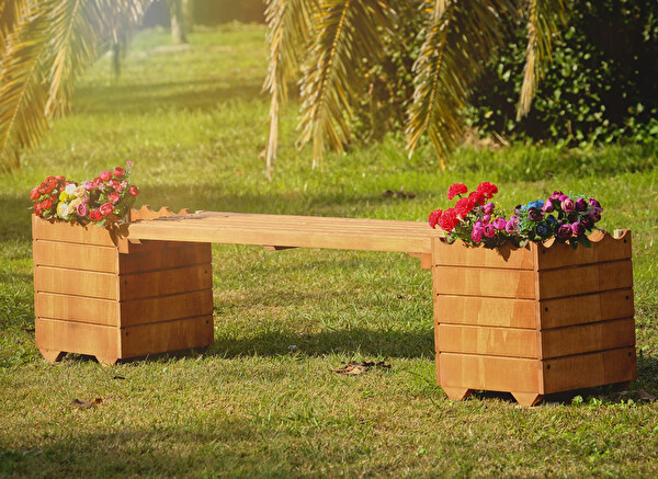 Mandu Ahşap Bank Saksı