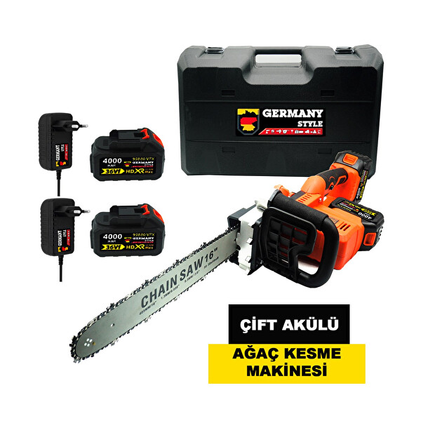 Germany Style 99973VFX Çift Akülü Dal Ağaç Bıçkı Kesme Motoru Testere Makinesi Bakır Sargı