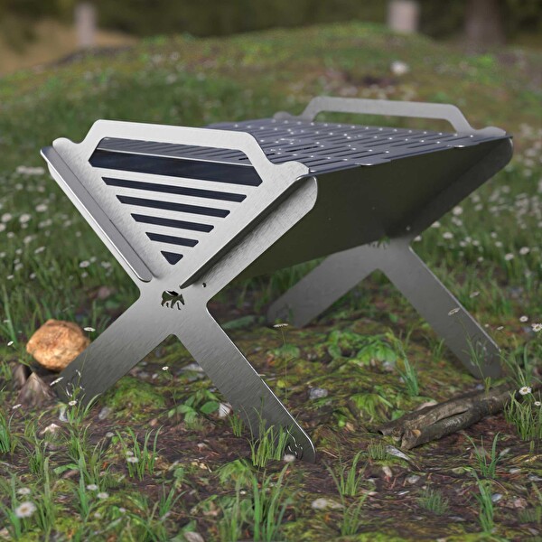 Kamp Ayısı X-Mangal Çelik Katlanabilir Izgara Çantalı Taşınabilir Mangal