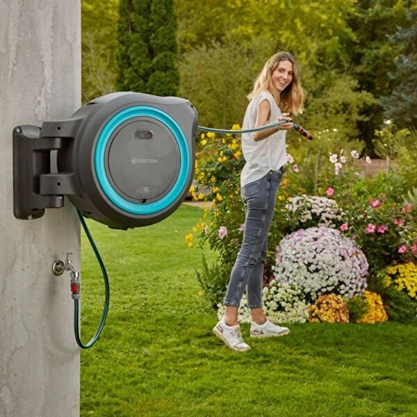 Gardena 18640-20 Akülü Duvara Monte Hortum Kutusu Powerroll XL Seti 35 M