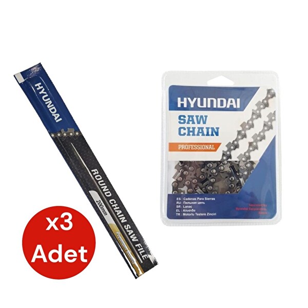Hyundai Kesik Zincir 28.5 Diş 91 ve Motor Zincir Bileme Eğesi 5/32