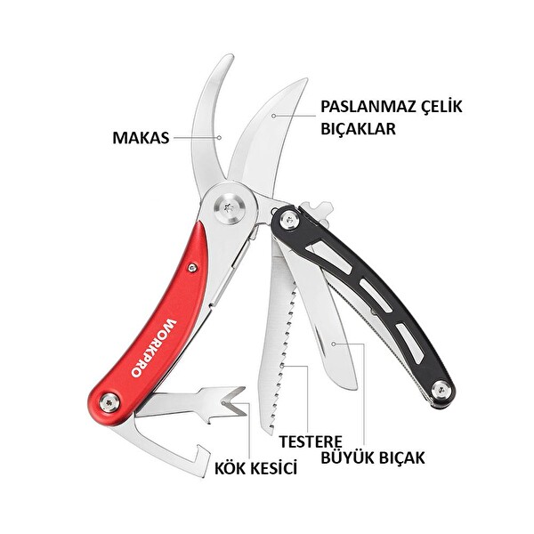 Workpro WP382005 4in1 Çok Fonksiyonlu Bağ Bahçe Dal Budama Makası