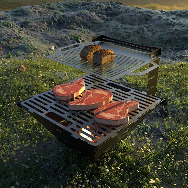 Kamp Ayısı FireNest Grand 3mm Karbon Çelik Ateş Çukuru & Mangal Su Geçirmez Özel Çantalı