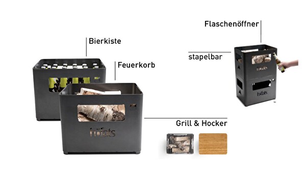 Höfats Beer Box Fire Box BBQ Set