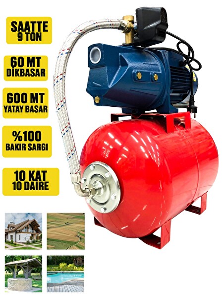 Germany Style Ibeltech 50 Litre 2 HP Bakır Sargılı Jet Pompalı Elektrikli Hidrofor