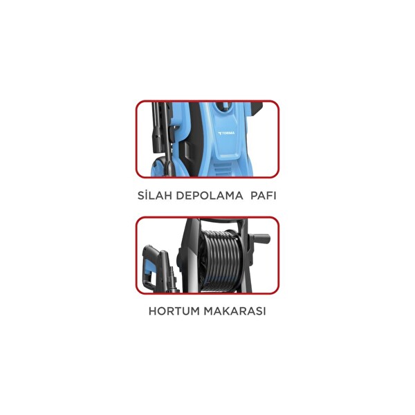 Torima HPC-01 2000W 150 Bar Oto Halı ve Bahçe Temizleme Yüksek Basınçlı Yıkama Makinesi Mavi