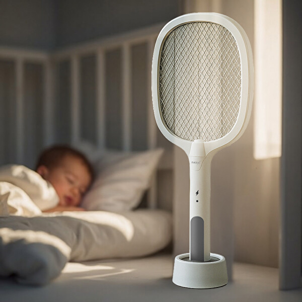 Patix 3000V - 500mAh UV Kısa Devre Korumalı Şarjlı Sivrisinek Öldürücü Raket ve Sivrisinek Lambası