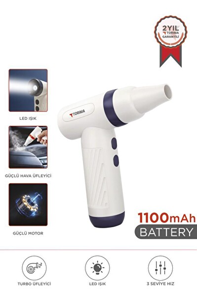 Torima TTB-01 Mavi Yüksek Hızlı Turbo 85 000 pm 1100 mAh 40 W Hava Üfleme Makinası.