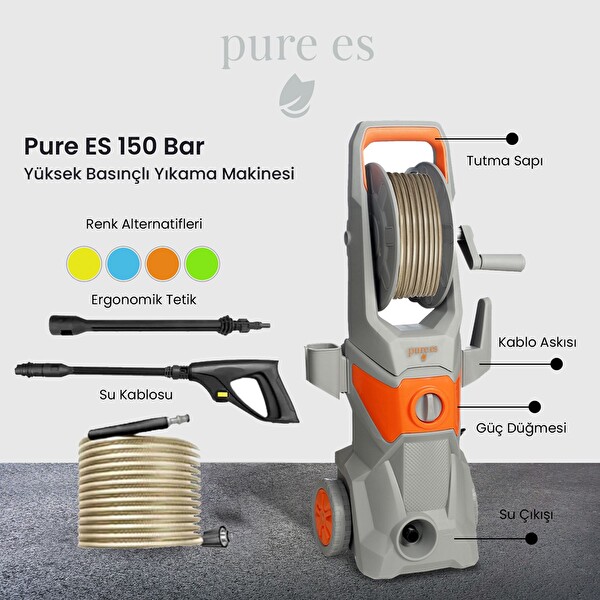 Pure Es Yüksek Basınçlı Yıkama Makinesi Gri - Turuncu